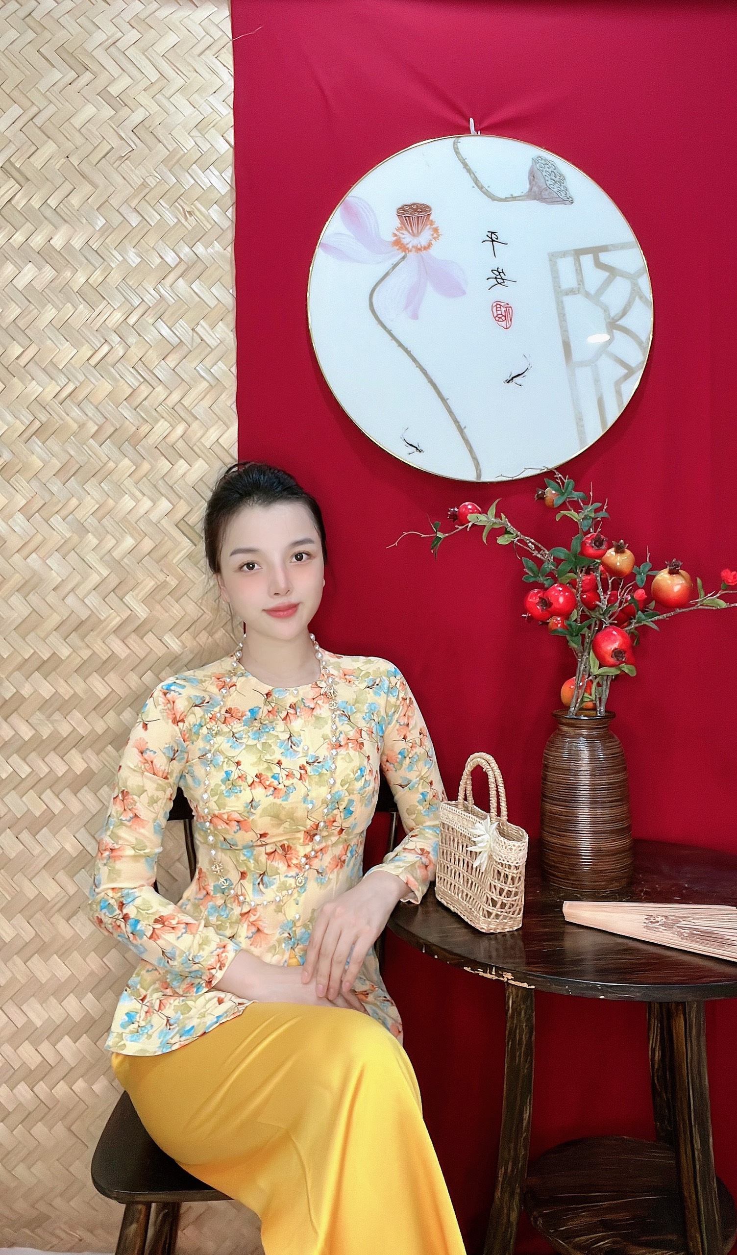 BỘ BÀ BA VẢI LỤA HỌA TIẾT VÀ CHẤM BI MẪU 2