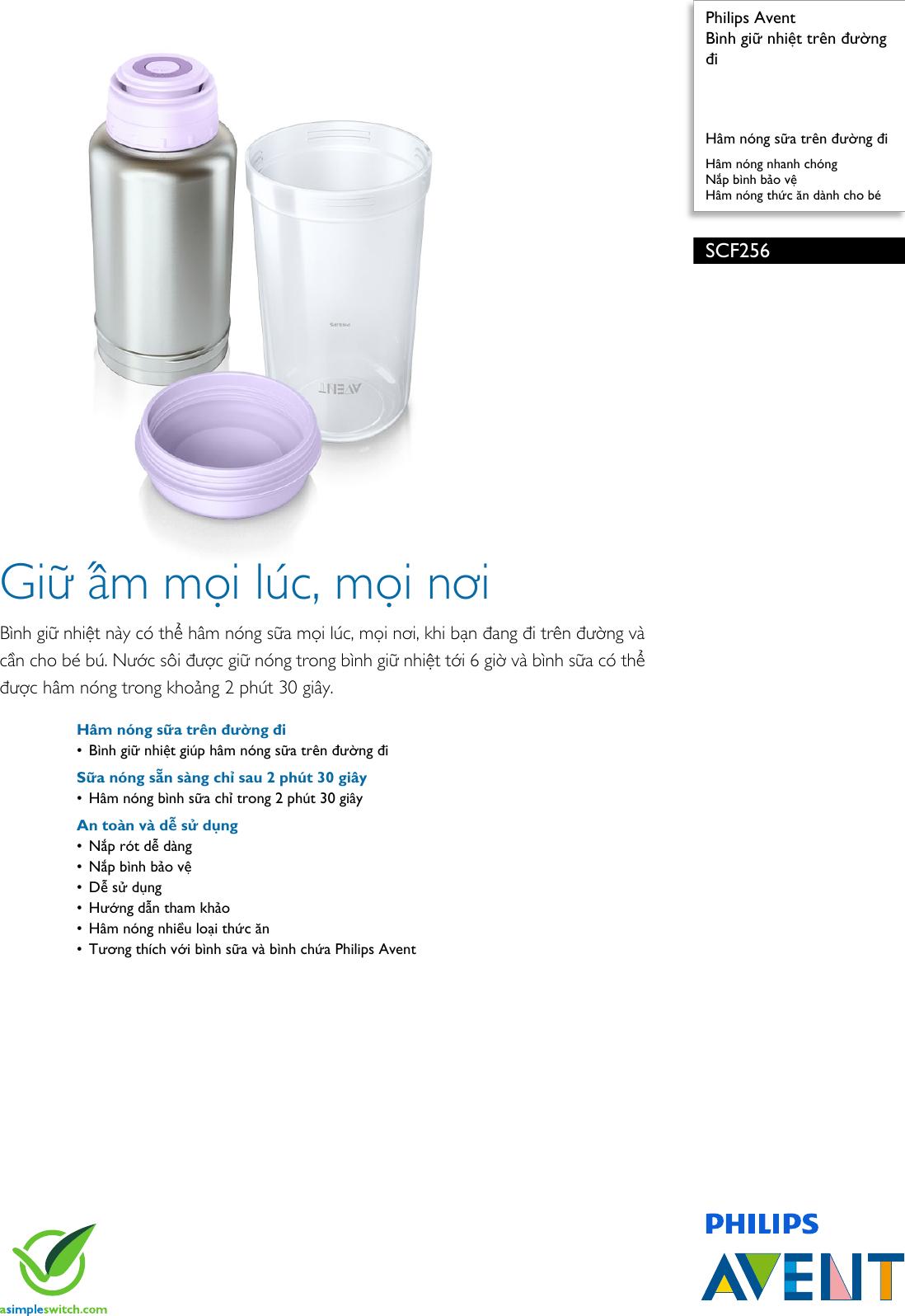 Bình hâm nóng sữa di động Philips AVENT