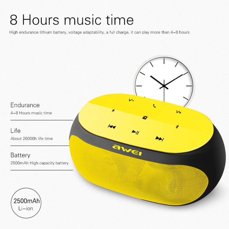 Awei Y200 Loa Bluetooth không dây cảm ứng Di động ngoài trời Loa không dây mạnh mẽ hỗ trợ thẻ TF Bass Âm thanh nổi Âm thanh không dây Bluetooth Loa nghe nhạc Điện thoại cho bữa tiệc TV tại nhà