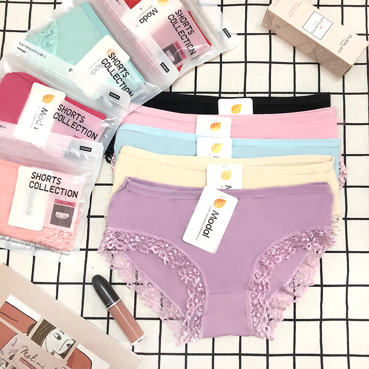 [Combo 10 + FREESHIP] Quần lót nữ cotton viền ren cao cấp