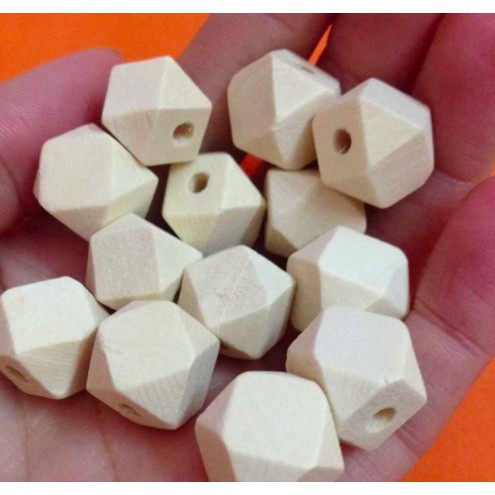 Hạt gỗ đa giác nhiều màu size túi 10 hạt