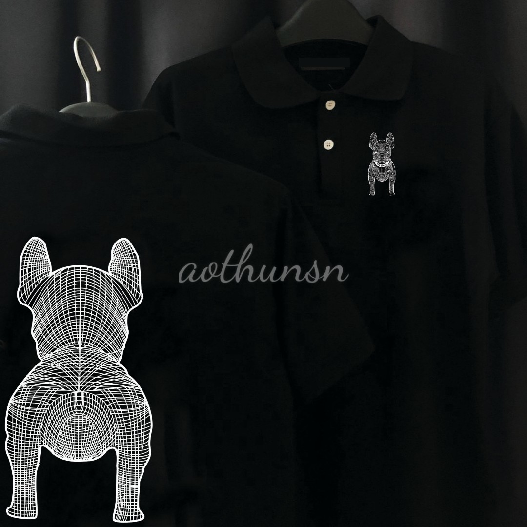 Áo thun cổ trụ cổ bâu polo chó trắng