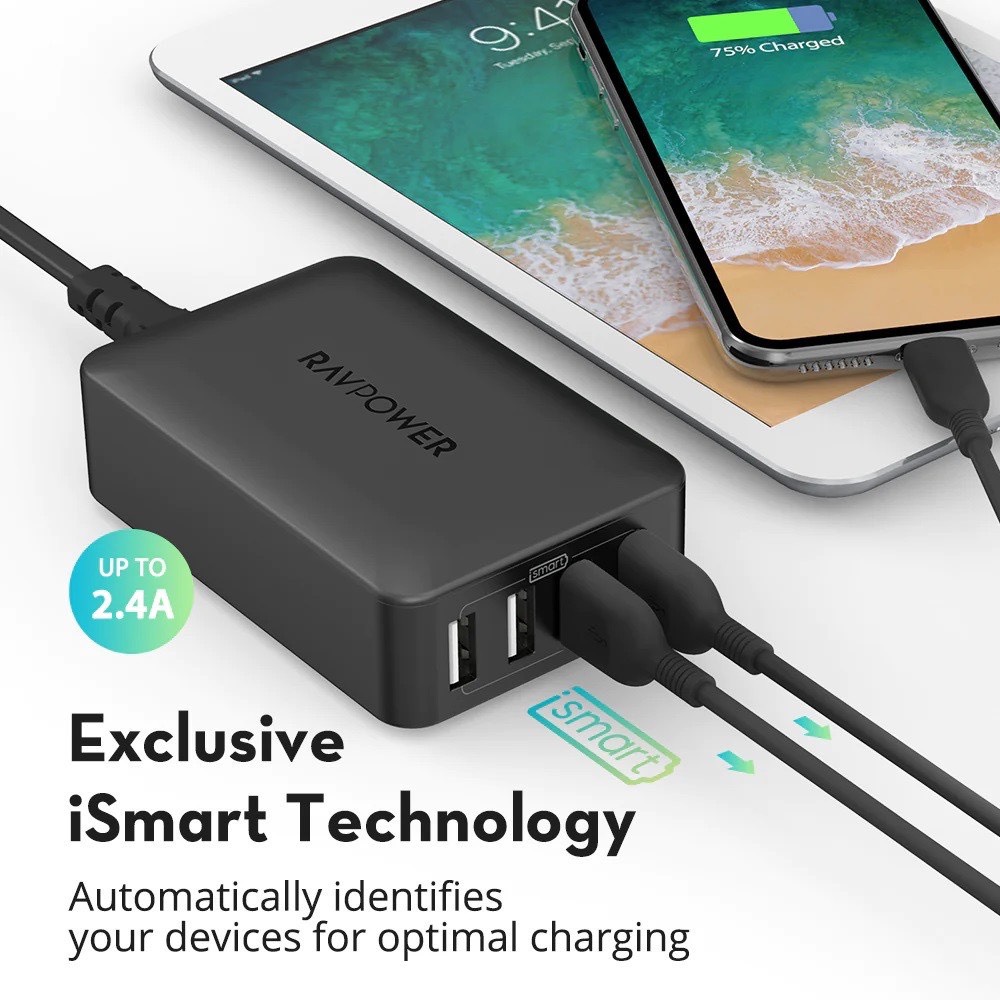 Sạc bàn Ravpower RP-PC023 40w 8A-4 cổng USB