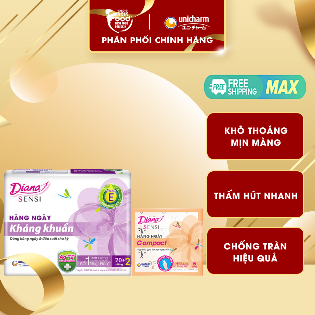 Băng Vệ Sinh Diana Sensi Hằng Ngày Compact (Che tên sản phẩm khi giao hàng)