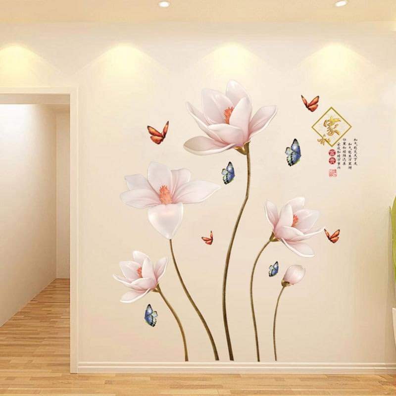 [HCM]DECAL DÁN TƯỜNG HOA BÚP HỒNG