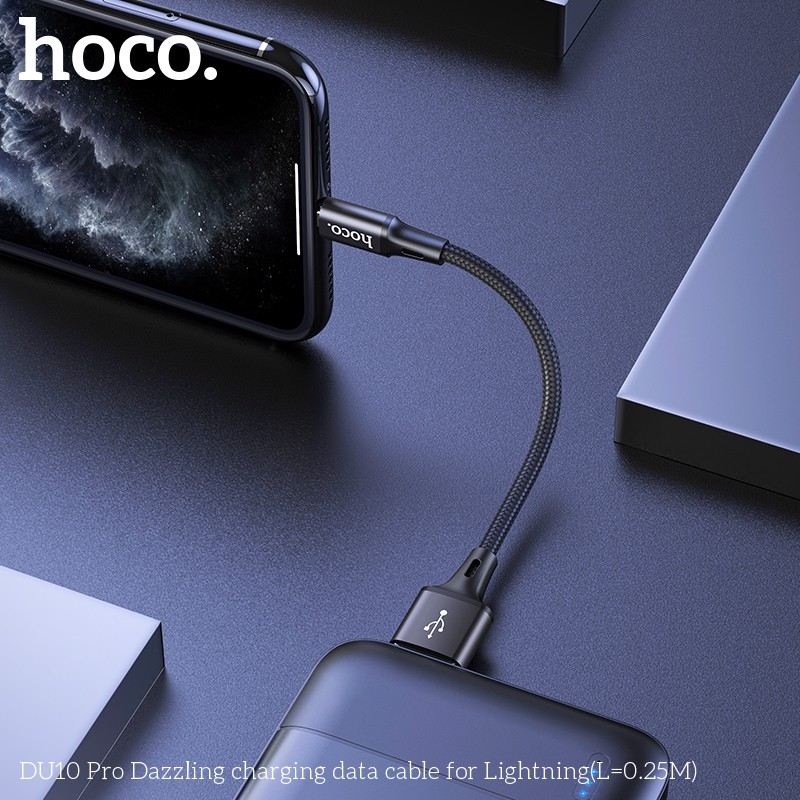 Cáp sạc nhanh Lightning Hoco DU10 Pro 25cm