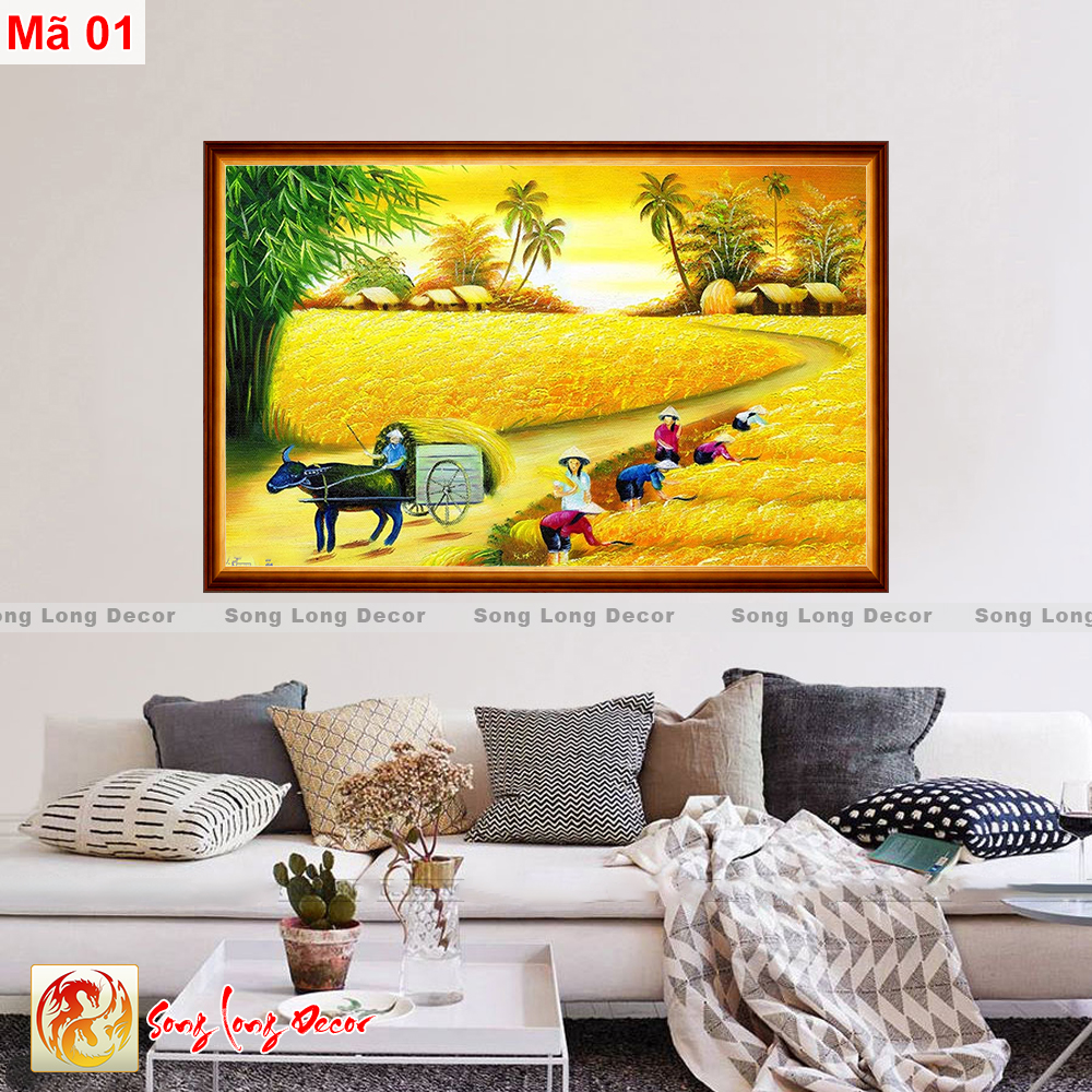 Tranh dán tường 3d - Tranh Đồng Quê - Tranh 3D làng quê - Song Long Decor