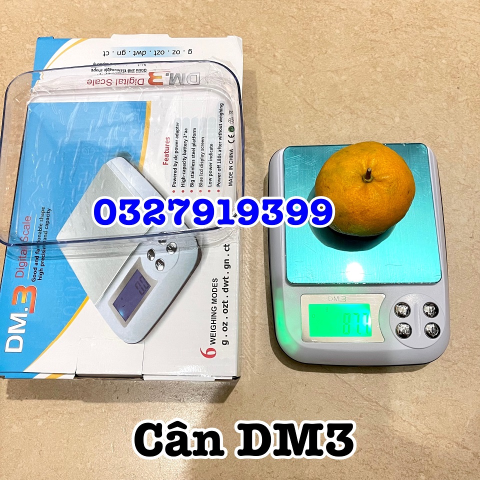 Cân tiểu li điện tử DM3 3kg x 0,1g - Độ chính xác cao, màn hình LED, dễ sử dụng, chống bụi, kích thước 17x13x4 cm