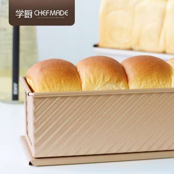 Chefmade Chef Made Nướng Dụng Cụ Bánh Mì Nướng Hộp Nắp Trượt Gợn Sóng Bánh Mì Nướng Hộp Nướng Bộ Tạo Khuôn Hình 300G