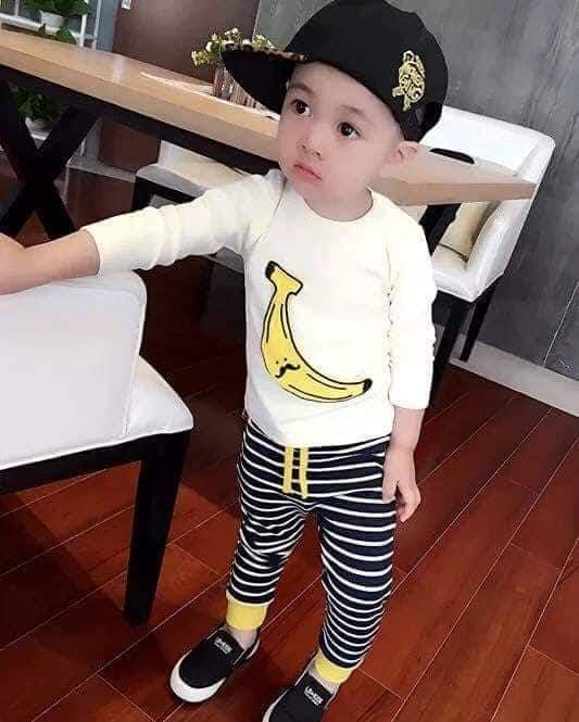 đồ bộ thu đông bé trai mẫu chuối 2018