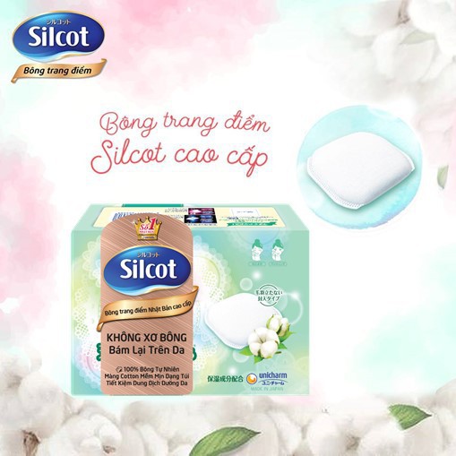 Bông Tẩy Trang Cao Cấp Silcot Premium (Xanh Lá) Hộp 66 Miếng