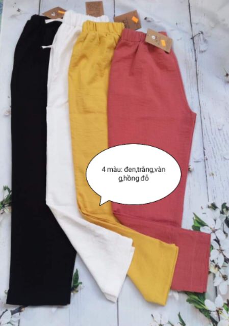 Quần baggy  cạp nơ nữ vải đũi siêu mát
