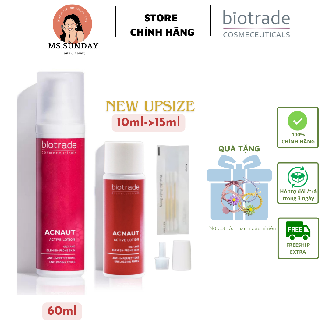 [CHÍNH HÃNG] Lotion Chấm Mụn Sưng, viêm Biotrade Acnaut Active Lotion 10ml, 60ml