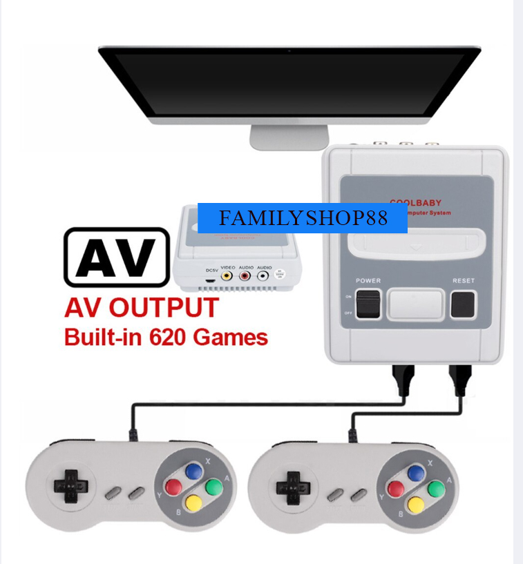 Máy chơi game 2 người chơi only one- HD GAME 620 game, kết nối TV, đồ họa  3D phiên bản SNES Mini SFC Retro Game cầm tay 4 nút cao cấp- BẢO