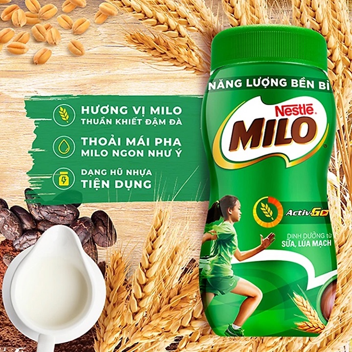 [Tùy chọn] Combo 2 Hủ Thức uống lúa mạch Nestlé Milo nguyên chất (Hũ nhựa 400g)