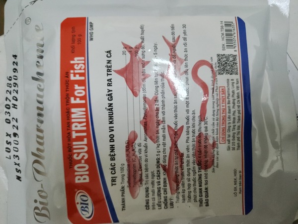 BIO SULTRIM gói 100g cho lươn, cá, ếch