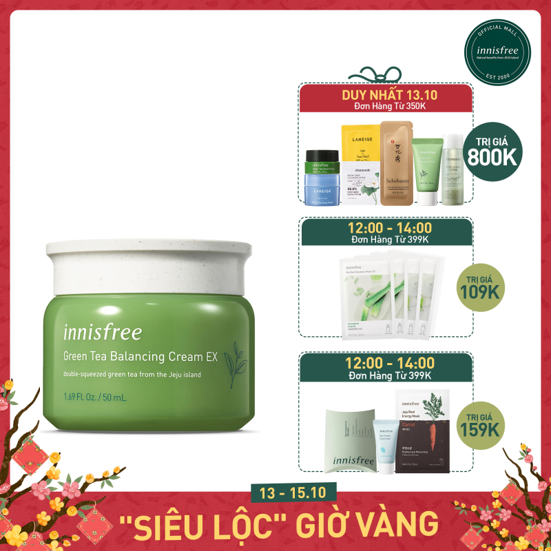 Kem dưỡng ẩm từ trà xanh đảo Jeju Innisfree Green Tea Balancing Cream EX 50ml - NEW giá rẻ