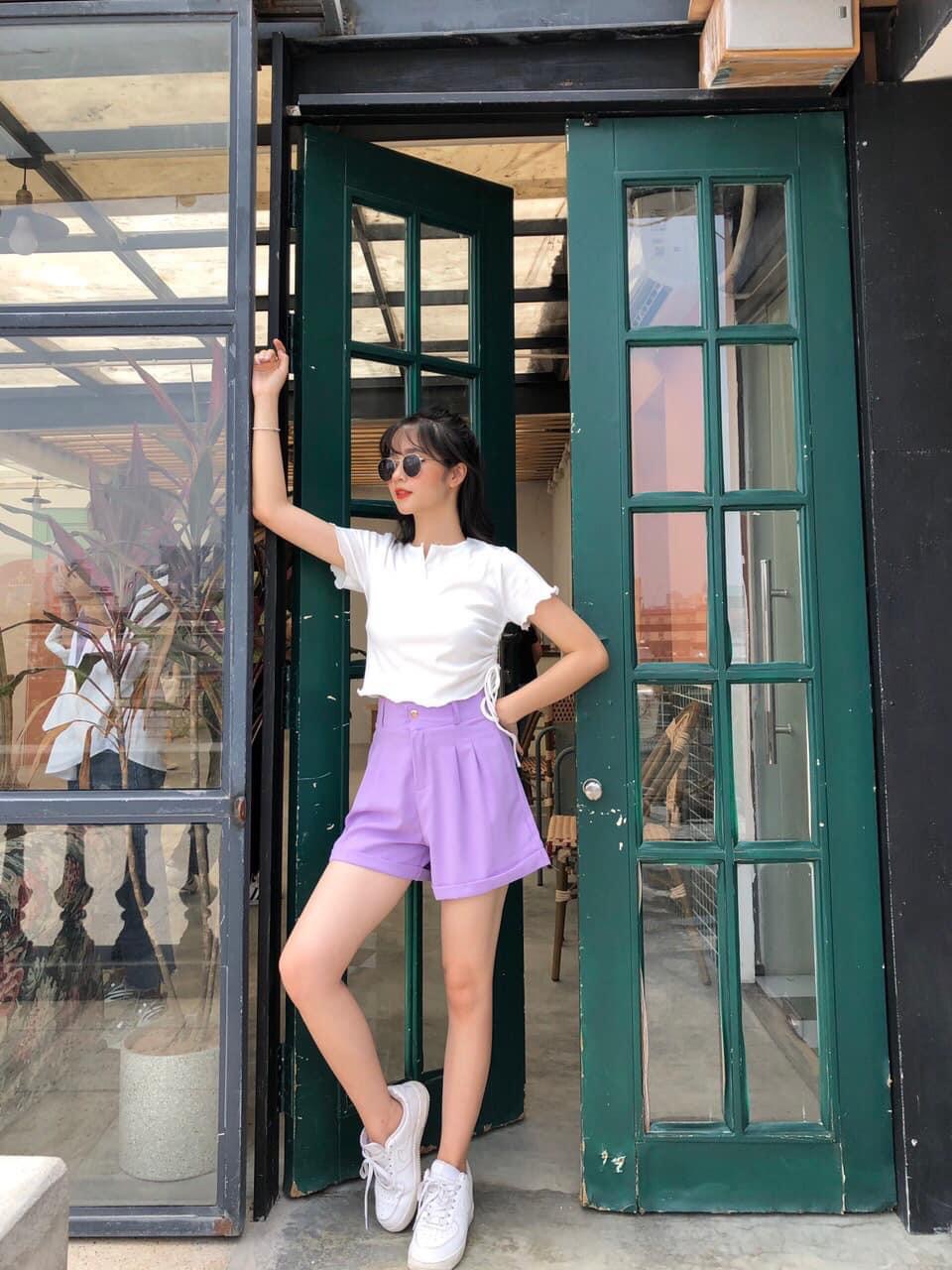 Quần short nữ gập gấu