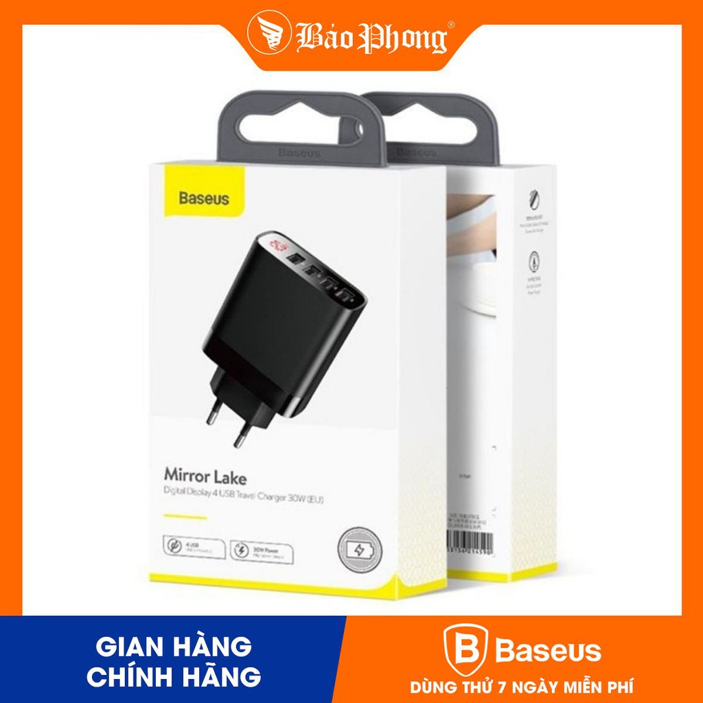 Sạc 4 cổng USB 30w BASEUS Mirror Lake Digital (EU) CCJMHB-B01 / B02