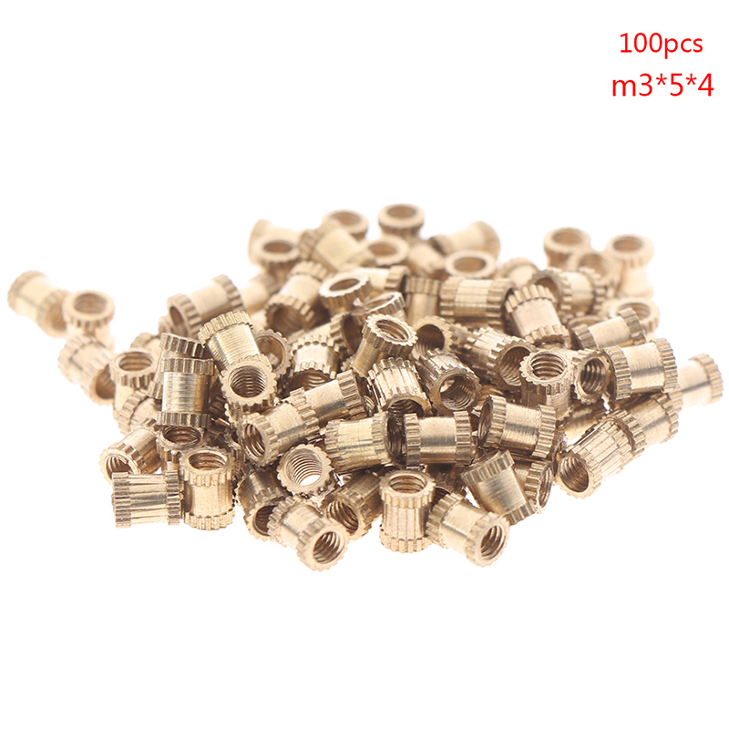 Bo 100 cái đai ốc M3 đai ốc chèn ren có khía bằng đồng thau
