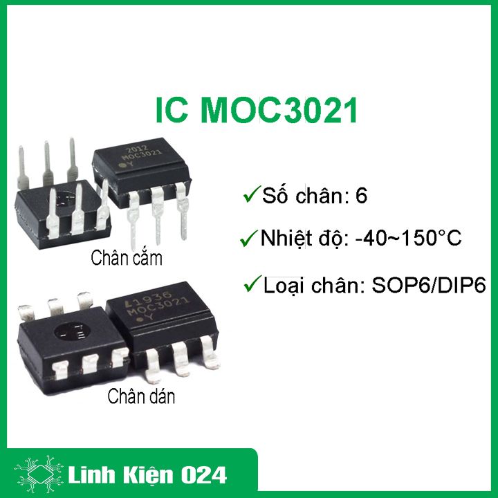 Combo 2 ic moc3021 6 chân cắm / chân dán