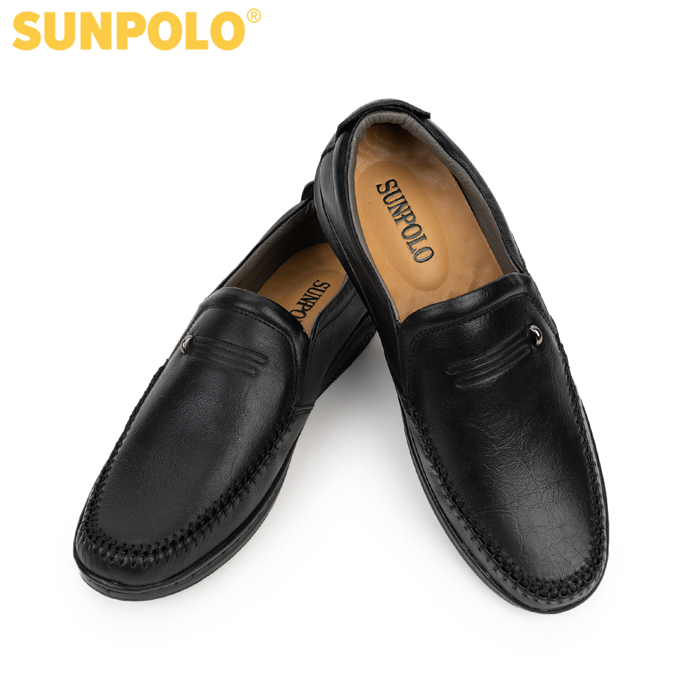 Giày mọi nam da bò SUNPOLO LMS265 (Đen, Nâu)