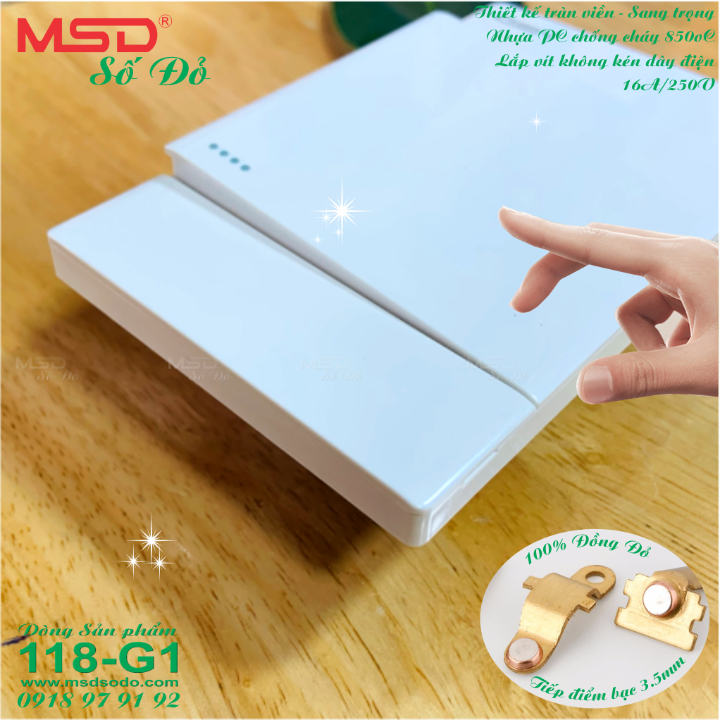 CÔNG TẮC CẦU THANG LỚN - 1 NÚT NHẤN - 118G1-MSD-B6