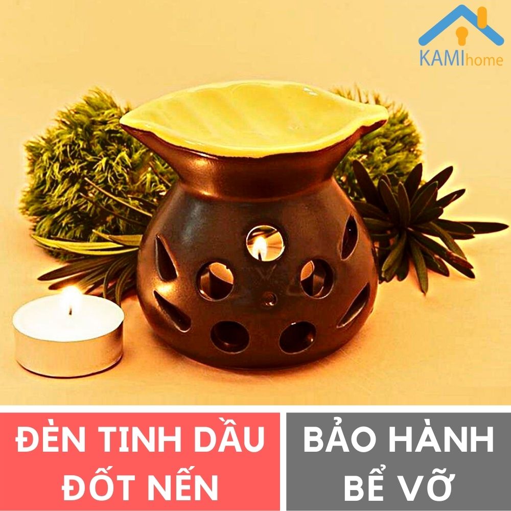 Đèn xông tinh dầu đốt nến Tặng 1 nến dùng thử thơm phòng khử mùi đuổi muỗi Chất liệu gốm sứ Việt Nam Bảo hành vỡ MS 25004