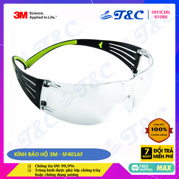 Giá bán [HCM]Kính bảo hộ 3M  SF401AF - Chống tia UV: 99,9% - Tròng kính được phủ lớp chống trầy hoặc chống đọng sương