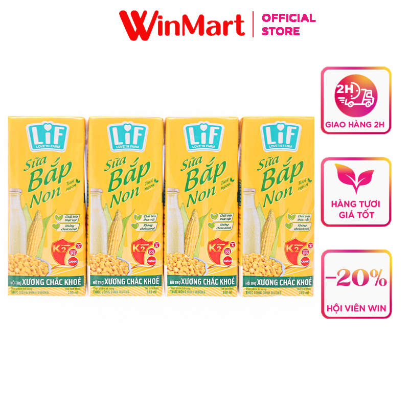 - sữa bắp non lif lốc 4 hộp x 180ml
