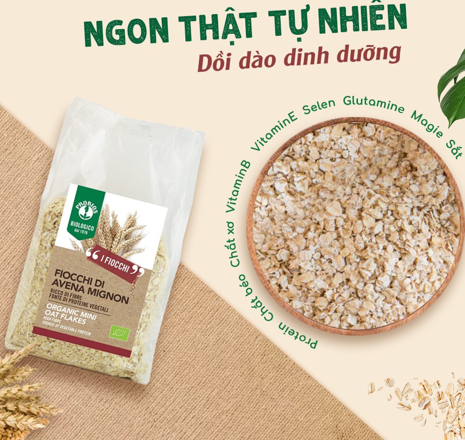 Yến mạch hữu cơ cán lớn & cán mỏng PROBIOS - (Large Rolled & Thin Rolled Organic Oats) - 500gr