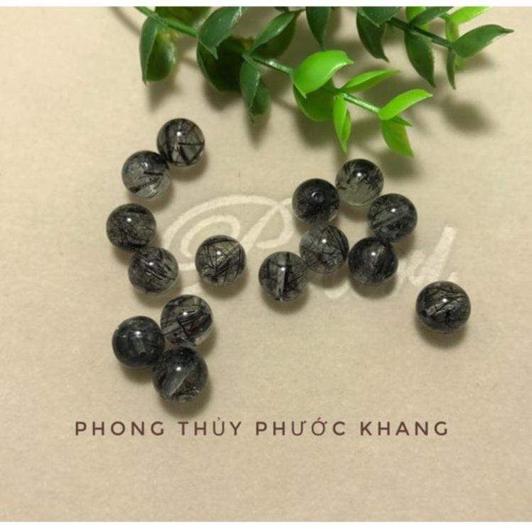 1 Hạt đá rời thạch anh tóc đen size 10 li