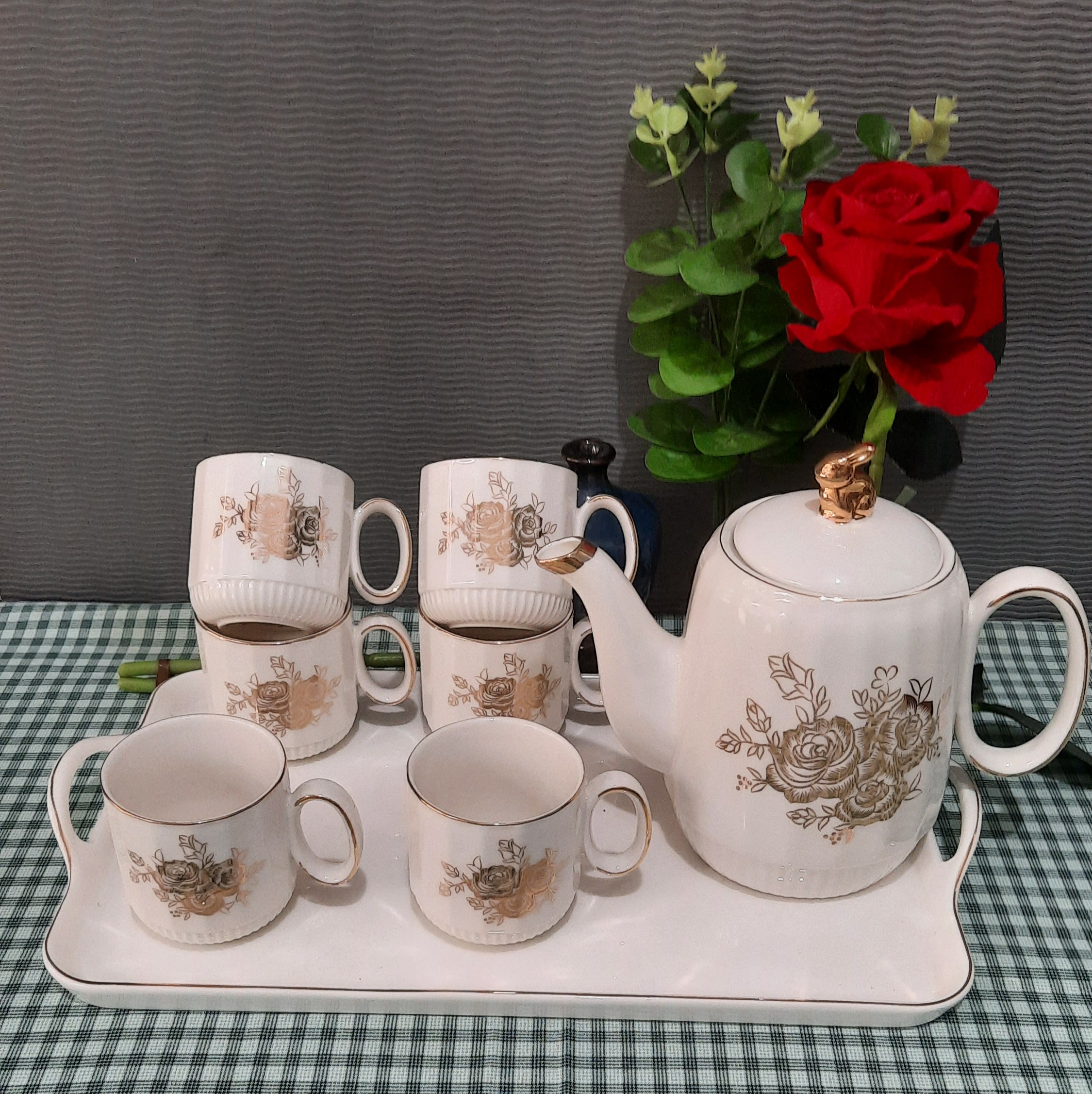 Bộ ấm chén sứ cao cấp kèm khay