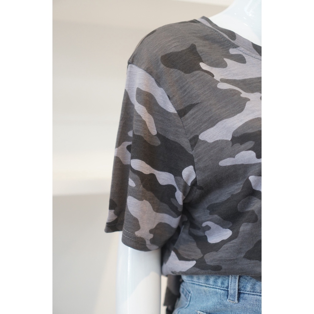 Áo thun nữ xược cotton văn lính