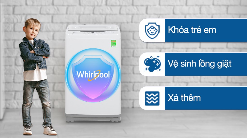 [TRẢ GÓP 0%] Máy giặt Whirlpool 9.5 kg VWVC9502FW (Giá áp dụng giao tại HN, HCM& các tỉnh liên hệ shop)