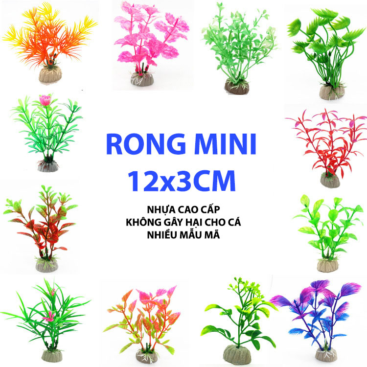 Cây Rong Nhựa Trang Trí Bể Cá Size Mini (12x3cm) - Đồ Trang Trí Hồ Cá, Bể Cá Thuỷ Sinh [RONG MINI]
