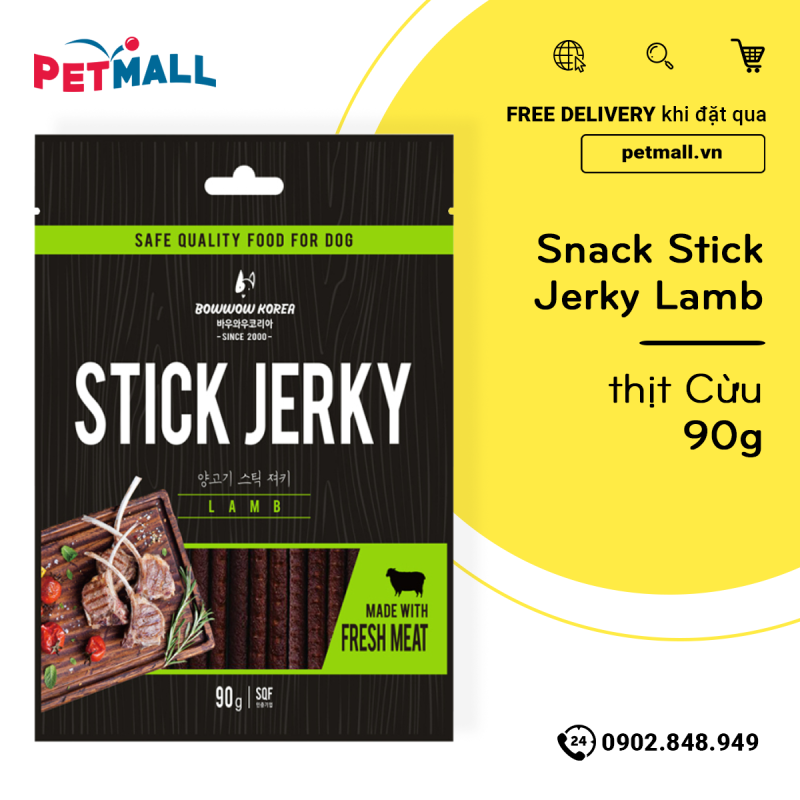 Snack Stick Jerky Lamb 90g - thịt Cừu petmall