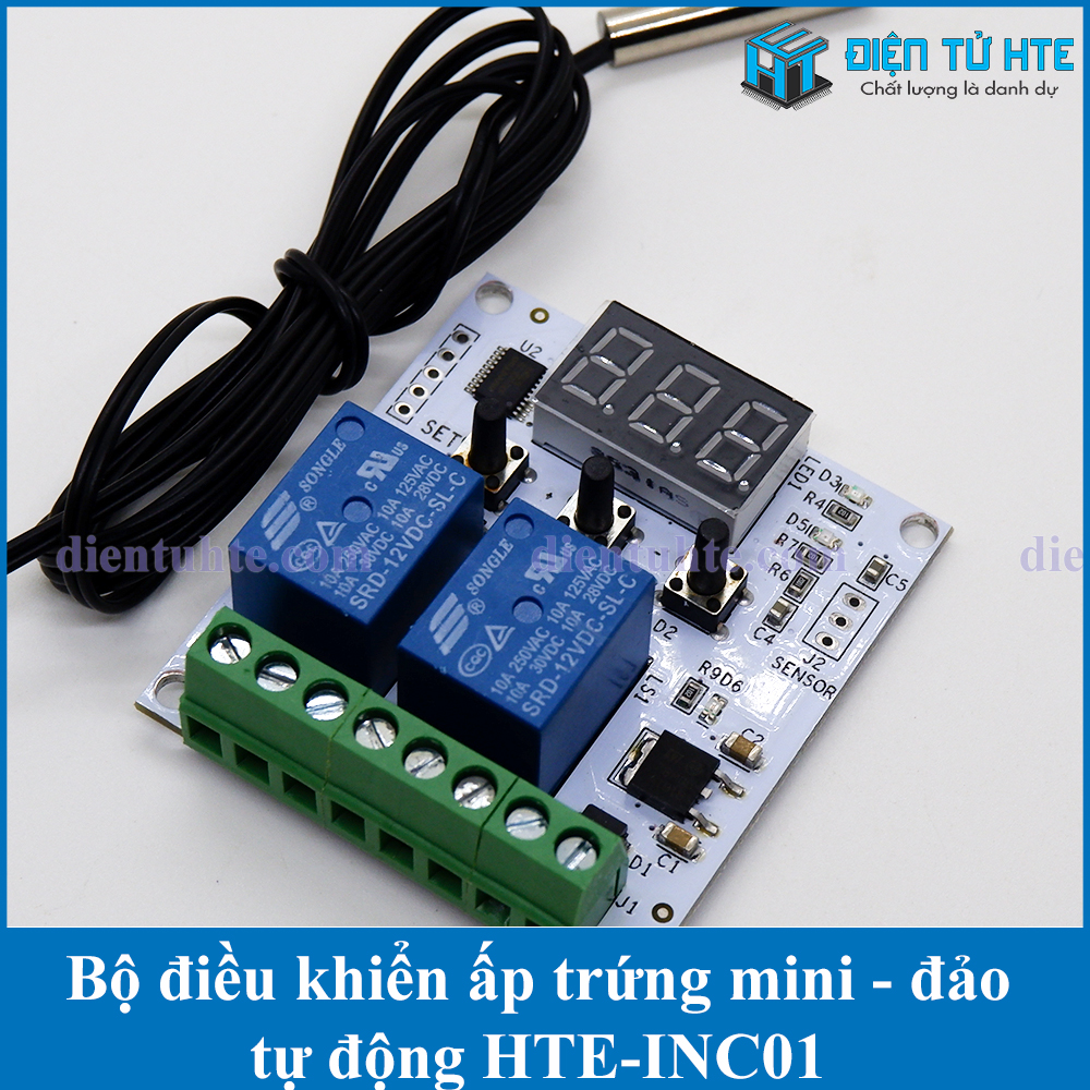 HTE-INC01 Mạch điều khiển nhiệt độ ấp trứng - đảo tự động hoàn toàn - đếm ngày ấp - tự động dừng đảo khi gần nở