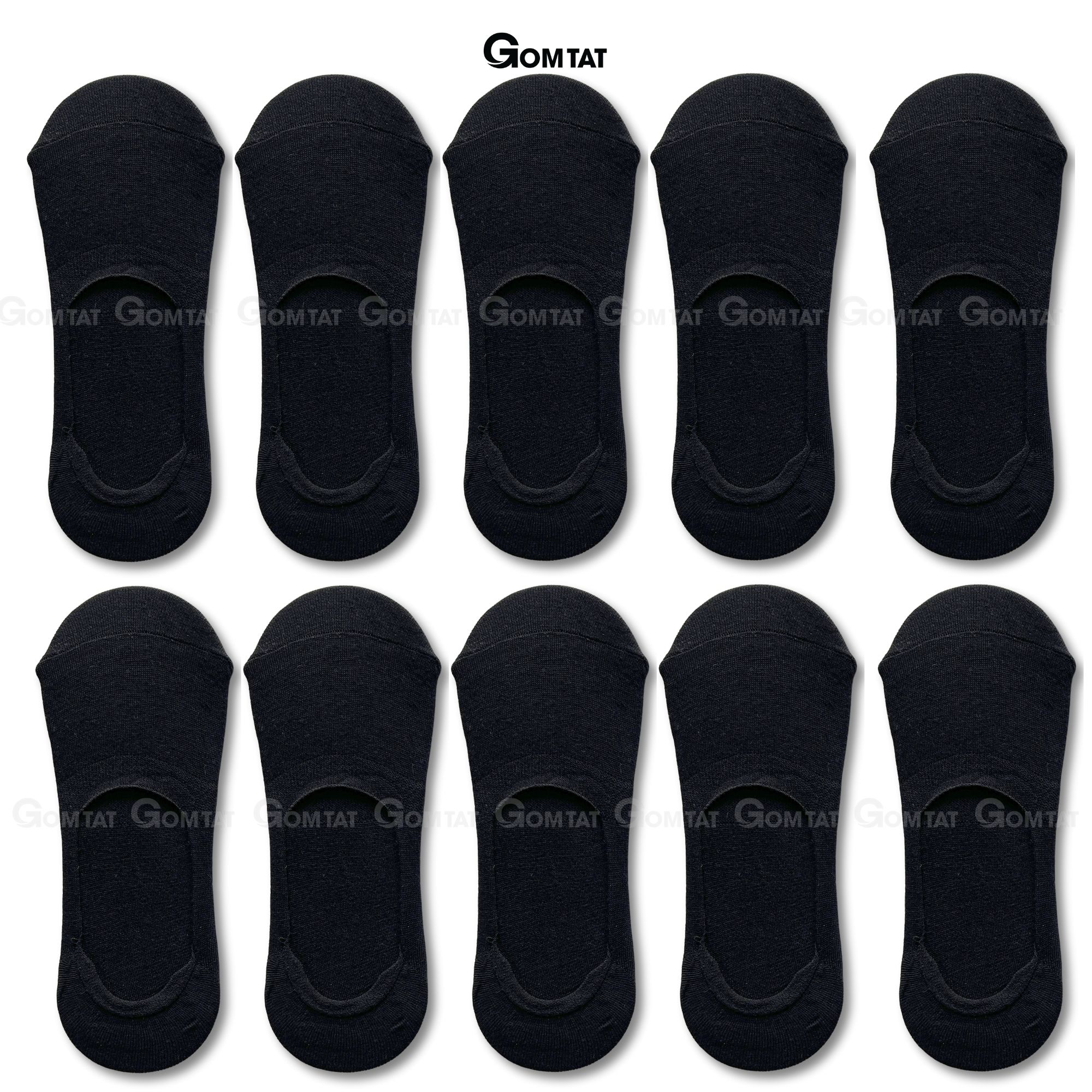 Combo 10 đôi tất lười nam nữ cao cấp GOMTAT có đệm silicon chống tuột gót, chất cotton êm chân - TAT-LUOI-02-CB10