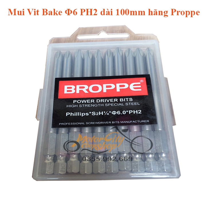 Mũi Vít Bake Phi 6 PH2 Chuôi Lục Giác Cho Máy Khoan, Bắn Vít
