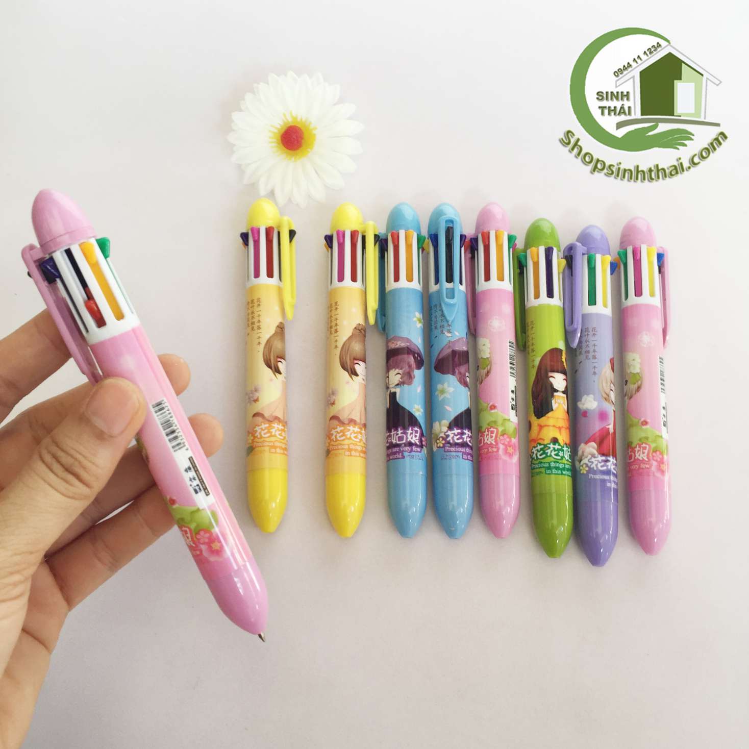 [HCM]Bút bi 8 ngòi bấm nhiều màu