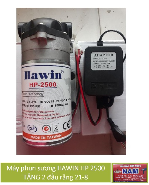 Máy phun sương HAWIN HP 2500 TẶNG 2 đầu răng 21-8