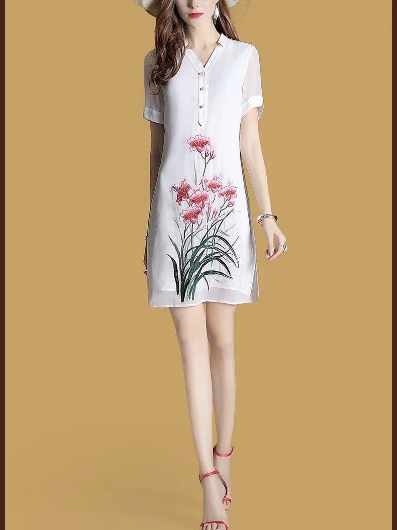 Đầm suông in hoa cao cấp