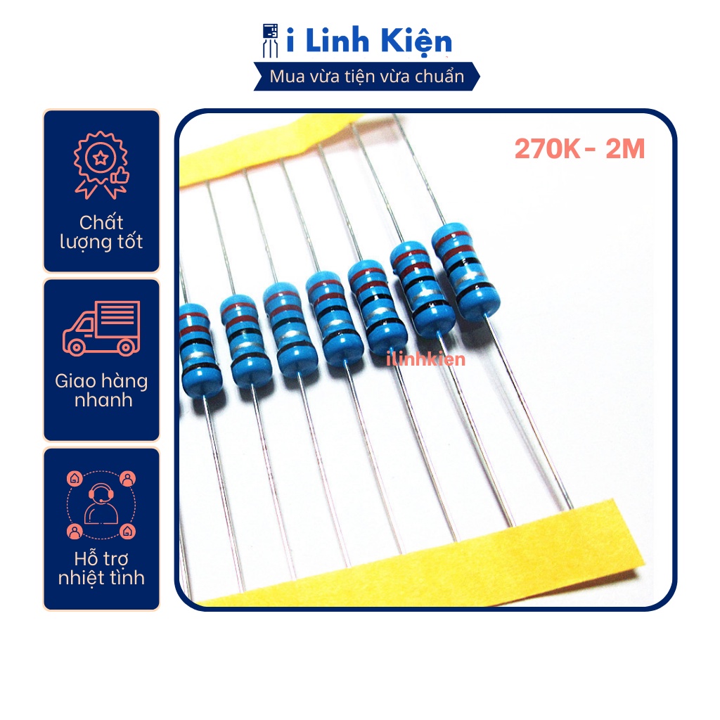 Điện trở vạch 2w 270k - 2m 1% chân đồng