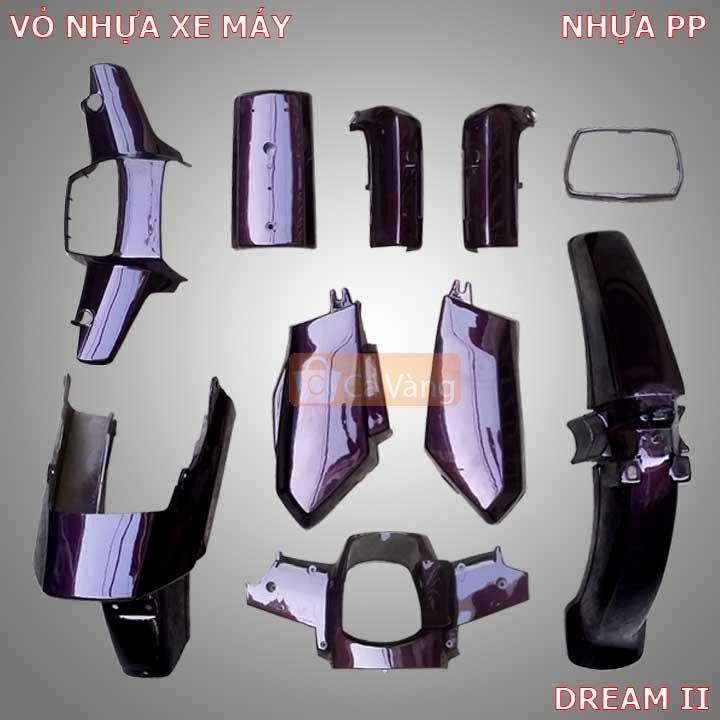Vỏ nhựa xe Dream II Full Phụ Kiện nhựa PP (17 MÓN) MÀU NHO