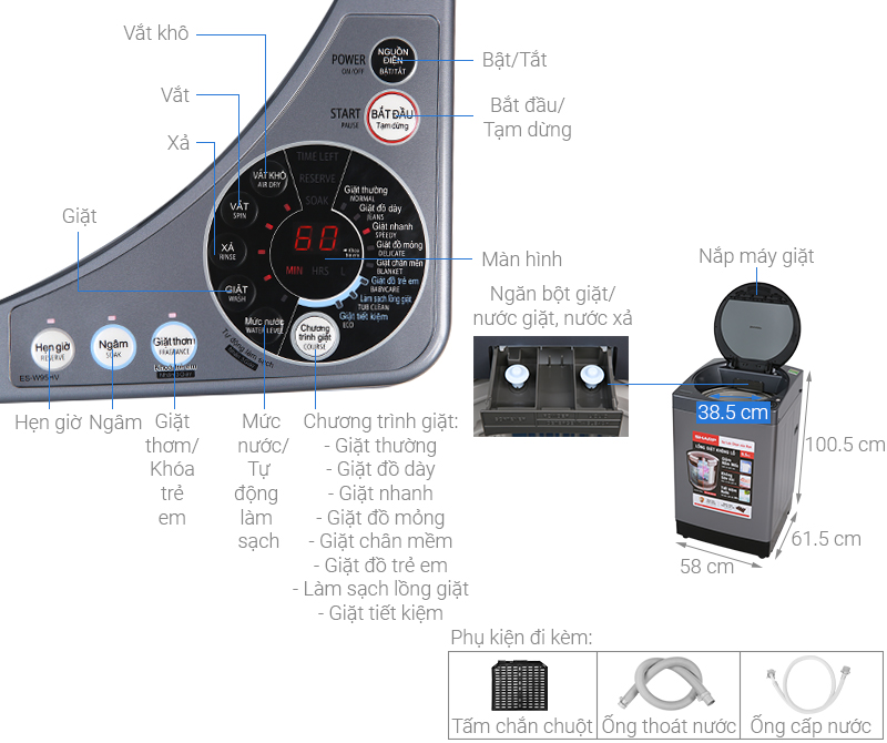 Máy Giặt SHARP W95HV