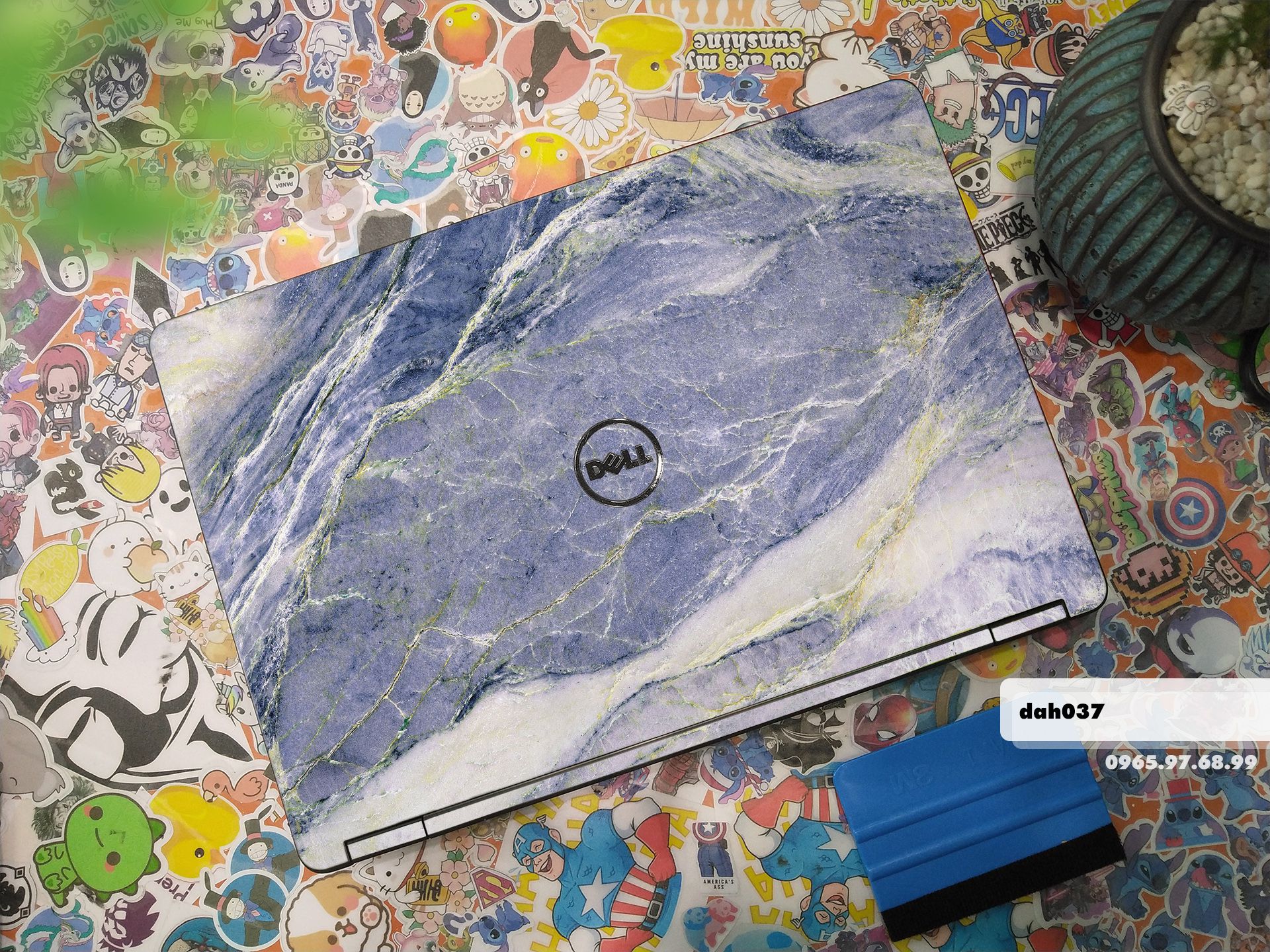 Decal Skin dán Laptop Dell mẫu vân đá (inbox mã máy cho shop)