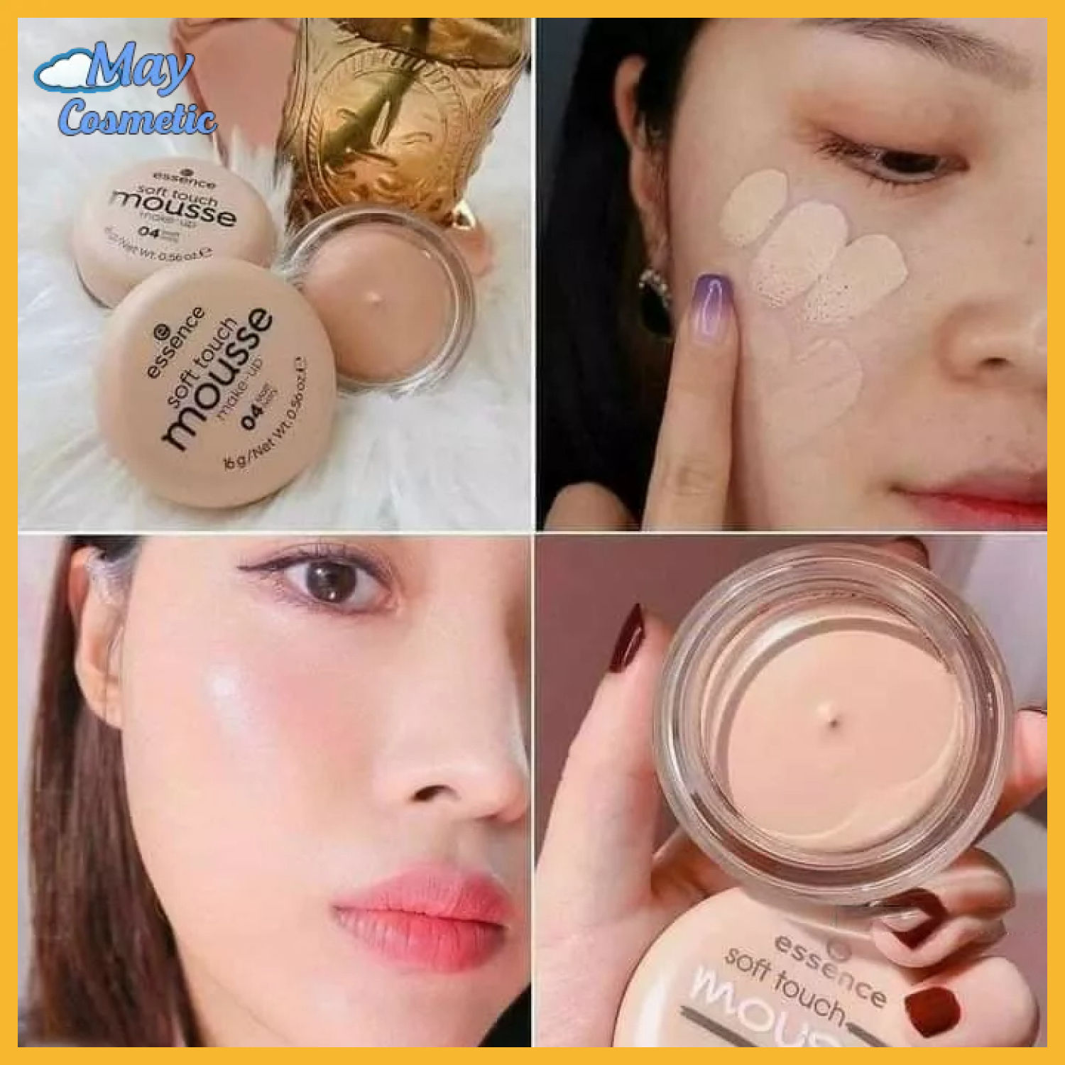 Phấn tươi ESSENCE MOUSSE ĐỨC [CHÍNH HÃNG] SOFT TOUCH MOUSSE Phấn Phủ Kem Nền, Siêu Mịn, Siêu Che Phủ, Màu 04, 16g
