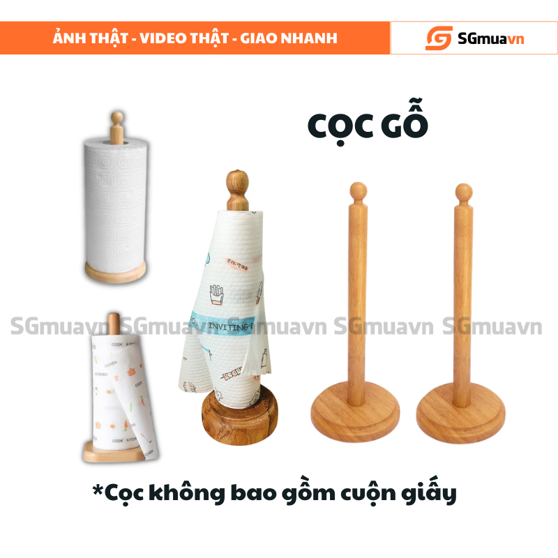 Cọc gỗ cắm cuộn khăn lau bếp tiện dụng