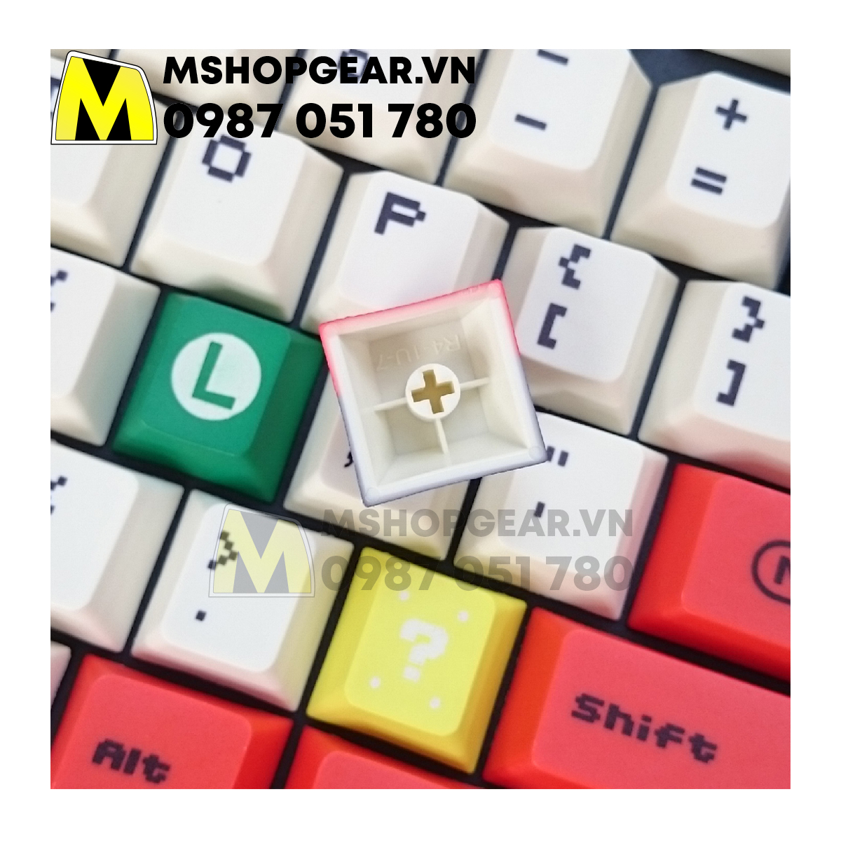 Keycap Mario đỏ thick pbt dye-sub cherry profile 119 keys